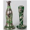 Image 1 : 2 Pcs. Green Glass With Silver Overlay