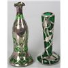 Image 2 : 2 Pcs. Green Glass With Silver Overlay