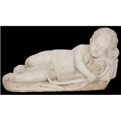 Carved Marble Sculpture of Sleeping Cupid