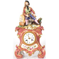 French Porcelain Figural Mantle Clock