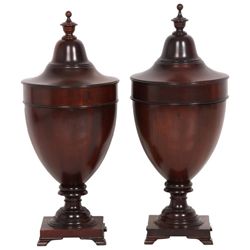 Pr. Mahogany Urn Shaped Knife Boxes