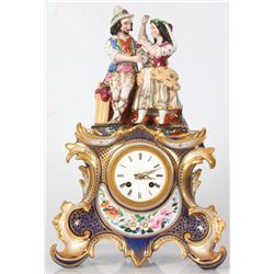 French Porcelain Figural Mantle Clock