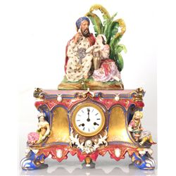 French Porcelain Figural Mantle Clock