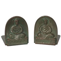 Tiffany Studios Bronze Buddha Bookends