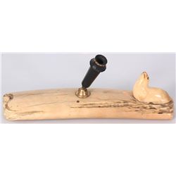 Ivory Walrus Tusk Carved Pen Stand