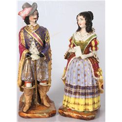 Pr. Standing Porcelain Figural Candle Holders