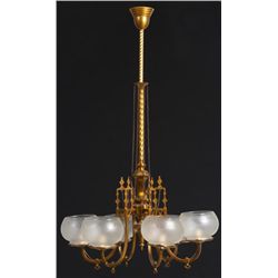 Brass 6 Arm Gasolier