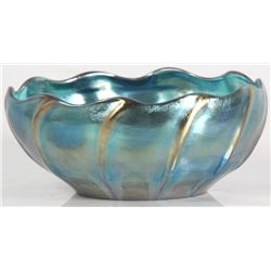 Tiffany Favrile Blue Iridescent Nut Bowl