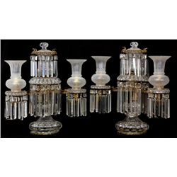 Pr. Cut Glass 2 Arm Argand Lamps