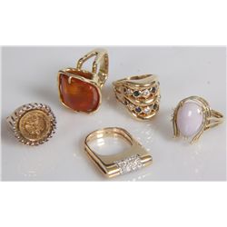 5 Pcs. 14K Gold Rings