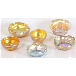6 Tiffany Gold Iridescent Artglass Salts