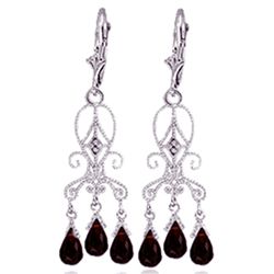 14K White Gold 6.30ct Garnet & Diamond Earring