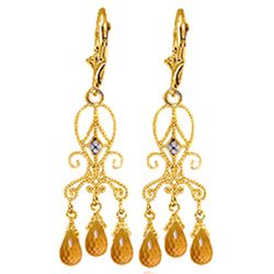 14k YG 4.20ct Citrine & Diamond Chandelier Earrings