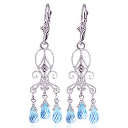 14k WG 4.80ct Blue Topaz & Diamond Earrings
