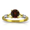 Image 1 : 14K YG 0.02ct  DIAMOND & 1.05ct ROUND GARNET RING