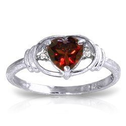 14K White Gold .95ct Heart Garnet & Diamond Ring
