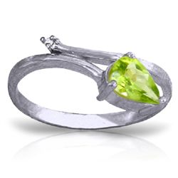 14k Solid Gold 0.82ct Peridot & Diamond Ring