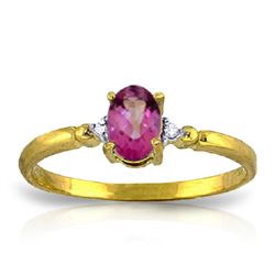 14k Solid Gold 0.45ct Pink Topaz & Diamond Ring