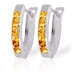 14K White Gold .70ct Princess Citrine Huggie Earring