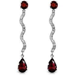 14k WG Garnet & Diamond Drop Earrings