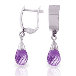 2.50ct Briolette Amethyst Earrings in 14k WHITE GOLD