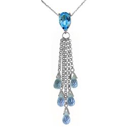 14k WG 6.00ct BRIOLETTE & 1.50ct Blue Topaz Necklace