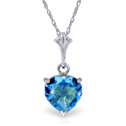 14K WG GOLD 1.15ct HEART BLUE TOPAZ NECKLACE