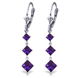 14K WG 2.29ct,1.50ct & 1.0ct SQUARE AMETHYST EARRING