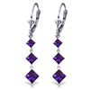 Image 1 : 14K WG 2.29ct,1.50ct & 1.0ct SQUARE AMETHYST EARRING