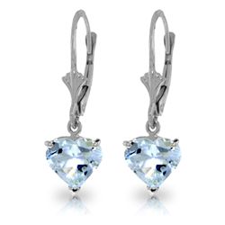 3.05ct Aquamarine Petite Heart Earrings in 14k WG