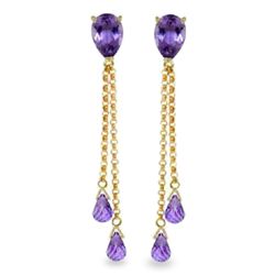 3.50ct & 4.00ct Amethyst Drop Earrings in 14k YG
