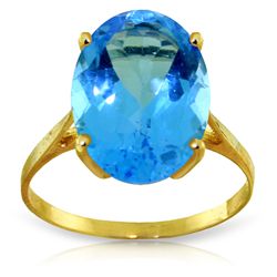 14K YG RING WITH NATURAL 8.00ct OVAL BLUE TOPAZ