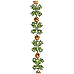 14K White Gold 15.40ct Peridot & 5.3ct Citrine Bracelet