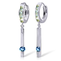 14K White Gold .80ct & .55ct Blue Topaz Huggie Earring