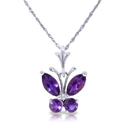 14K WG .40ct & .20ct  AMETHYST BUTTERFLY NECKLACE