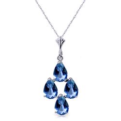 14K White Gold 1.50ct Pear Blue Topaz Necklace