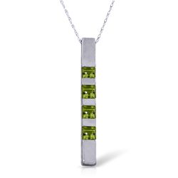14K White Gold .35ct Princess Peridot Bar Necklace
