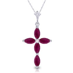 14k WG 1.08ct Ruby & 0.02ct DIAMOND Cross Necklace