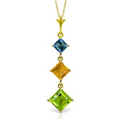14K YG BLUE TOPAZ,CITRINE & 1.15ct PERIDOT NECKLACE