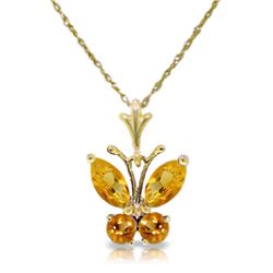 14k YG 0.40ct & 0.20ct Citrine Butterfly Necklace