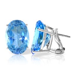 16.00ct Blue Topaz French Clip Earrings in 14k WG