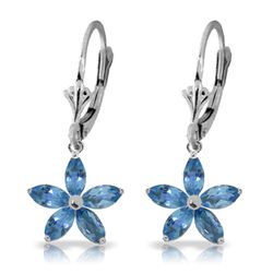 2.80ct Blue Topaz Dainty Dangle Earrings in 14k WG