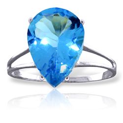 14k White Gold 5.0ct Blue Topaz Drop Ring