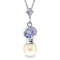 14k WG .48ct Bezel Set Tanzanite & 2.00ct Pearl Necklace