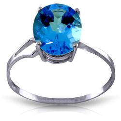 14k White Gold 2.20ct Oval Blue Topaz Ring