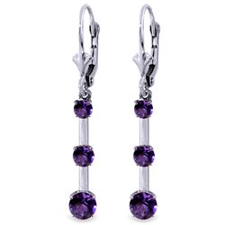 14k White Gold Amethyst Graduated Earrings