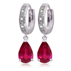 3.50ct Ruby Earrings with Diamond Accent in 14k WG