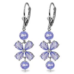 14k WG 3.25ct & 2.07ct Tanzanite Flower Dangle Earrings