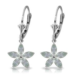 14k White Gold 2.80ct Aquamarine Flower Earrings