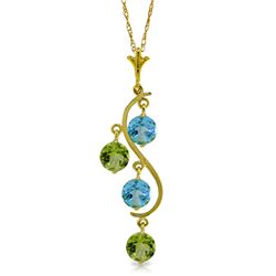 14k YG 1.15ct Peridot & 1.15ct Blue Topaz Necklace